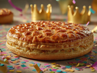 King cake pastry with confetti celebrating epiphany