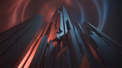 Futuristic cityscape with sleek skyscrapers and neon lights