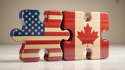 Interconnected US and Canada puzzle pieces symbolizing partnership