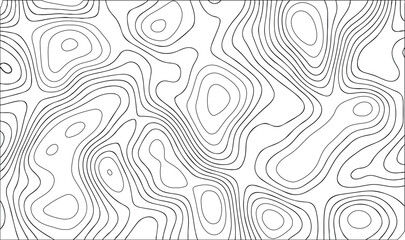 Abstract Topographic Contour Lines Seamless Pattern Background - Black and White Wavy Topo Map Vector Texture, topographic pattern.