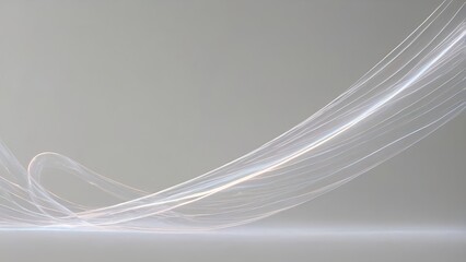 Soft abstract light streak with gentle curve, minimal glowing line isolated on plain white background for modern design overlays

