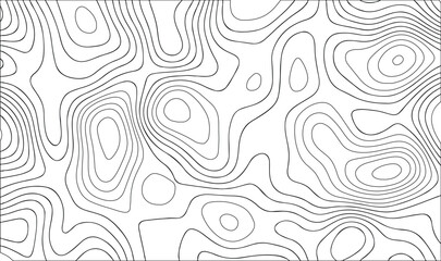 Abstract Topographic Contour Lines Seamless Pattern Background - Black and White Wavy Topo Map Vector Texture, topographic pattern.