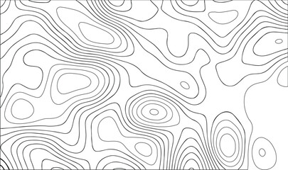 Abstract Topographic Contour Lines Seamless Pattern Background - Black and White Wavy Topo Map Vector Texture, topographic pattern.