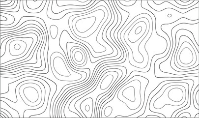 Abstract Topographic Contour Lines Seamless Pattern Background - Black and White Wavy Topo Map Vector Texture, topographic pattern.