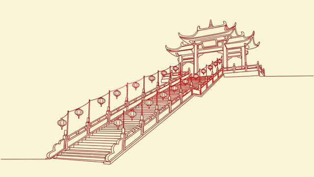 asian temple gate with staircase