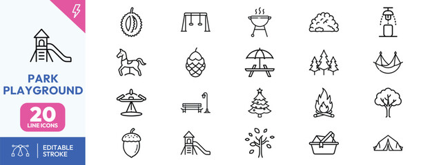 Park playground icons set for design