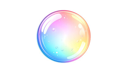 A translucent sphere reflects a rainbow of colors, with smaller bubbles inside, on a black backdrop