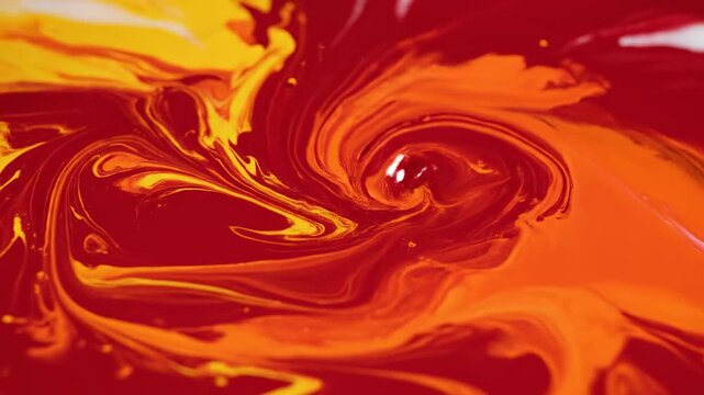 Vibrant thick yellow and red paint swirls rapidly mixing on a smooth liquid surface creating temporary expressionistic textures that quickly vanish colorful, temporary expressionistic, conceptual