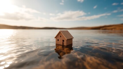 House flooding and climate change risk concept

