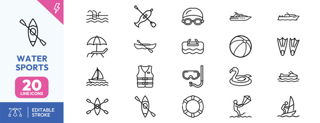 Water Sports Icons Set for Designers © Deezora