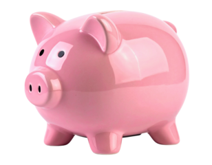 PNG 3D rendered illustration of piggy bank icon,  isolated on transparent background. For decoration, finance, business, saving money.