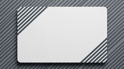 Clean White Card with Diagonal Striped Corners on a Patterned Background