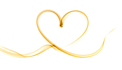 Golden smoky trail curving into a heart shape on black background