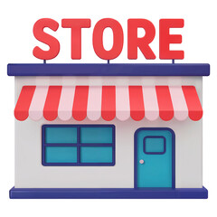 Storefront with Red Awnings and Blue Door window