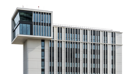 Striking modern architecture featuring a prominent cantilevered structure and multiple windows, embodying contemporary design principles for a sophisticated urban environment