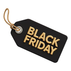 Black Friday Tag with Gold Text on Black Background
