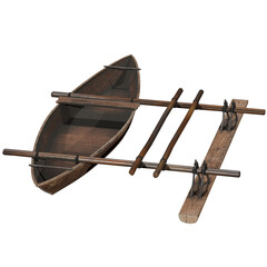 Wooden Boat on Sea Maritime Nature Background