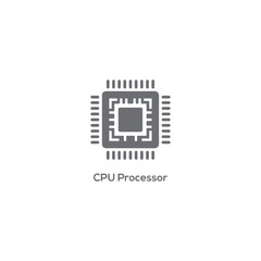 Minimal CPU processor chip icon vector, flat computer hardware symbol for central processing unit technology diagram illustration isolated concept

