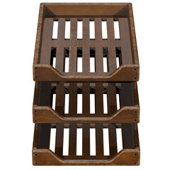 Old Wooden File Rack Three Layer Storage Organizer