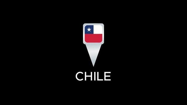 Animated location pointer with the Chile flag. Ideal for travel apps, navigation systems, tourism projects, route visualization, logistics platforms, geographic presentations