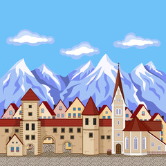 Vector image of Alpine European town