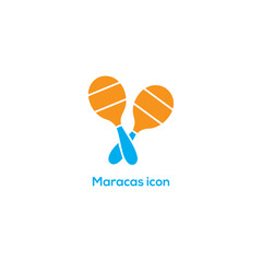 Colorful maracas musical instrument icon, flat Latin percussion symbol, festive party music vector illustration isolated on white background design

