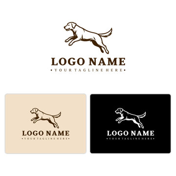 Energetic Dog Logo in Jumping Pose &ndash; Minimal Mascot for Pet Services (Vector)