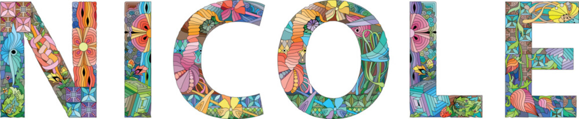 Female name NICOLE. Vector decorative object