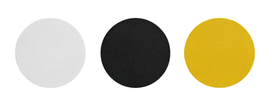 Three circular shapes in white, black, and gold/yellow - Powered by Adobe