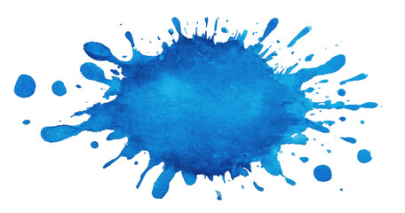 Fototapeta premium Vibrant blue ink splatter on black background