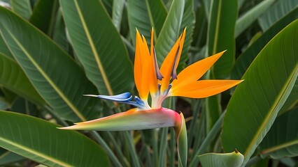 Beautiful bird of paradise flower in full bloom