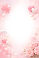 Romantic heart and rose frame