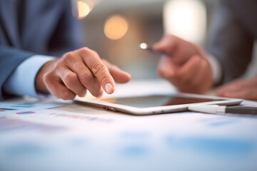 businessman writing on a tablet