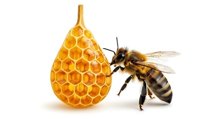 Bee collecting nectar from honeycomb