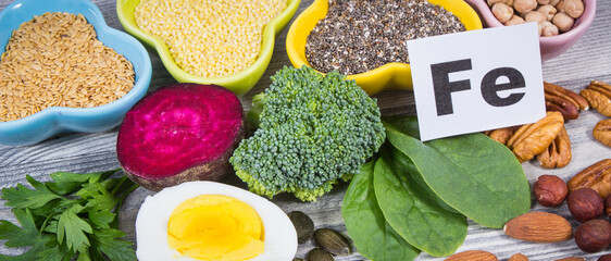Healthy ingredients containing iron, vitamins and minerals. Best food in fight against anemia