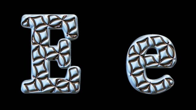 Modern alphabetic letter with flourishes &ndash; E e -  transparent background , seamless loop