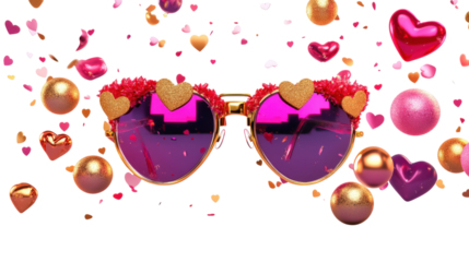 A pair of sunglasses with hearts on them