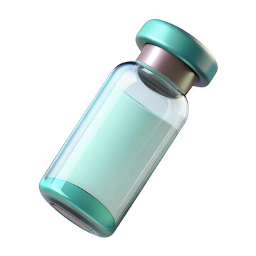 3d medical vial with teal cap isolated on transparent background
