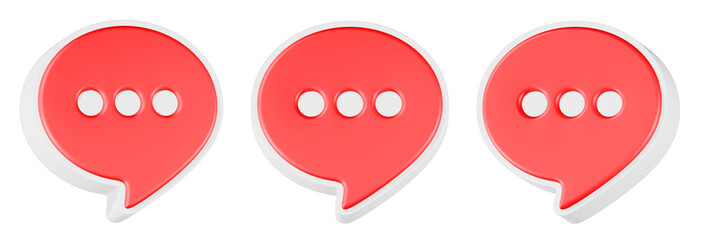 chat talk icon 3d render red color