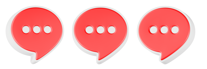 chat talk icon 3d render red color