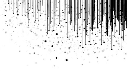 Abstract pattern of descending black lines and scattered dots.