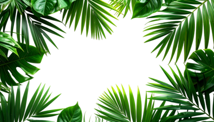 Lush green tropical foliage frames a dark central space, suggesting a natural border (1)