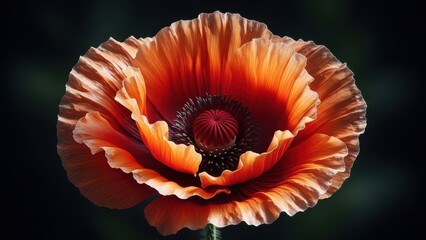 Beautiful orange poppy flower in full bloom