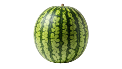 Whole fresh watermelon with vibrant green striped rind.