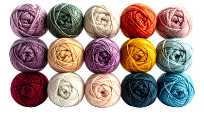 A grid of 15 colorful yarn skeins, varying hues and textures, arranged on a black backdrop