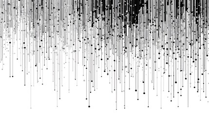 Gray lines with dots fall from top to bottom on white background.