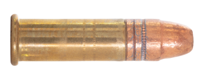 Copper plating on a bullet on a 22 rimfire cartridge