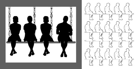 Silhouettes of people on swings a minimalist and artistic composition