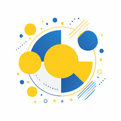 Obraz premium Abstract background made with geometric circles in yellow and blue colors. Memphis style modern, playful vector art.