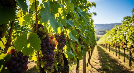Naklejka premium Vineyard Grapes Row.